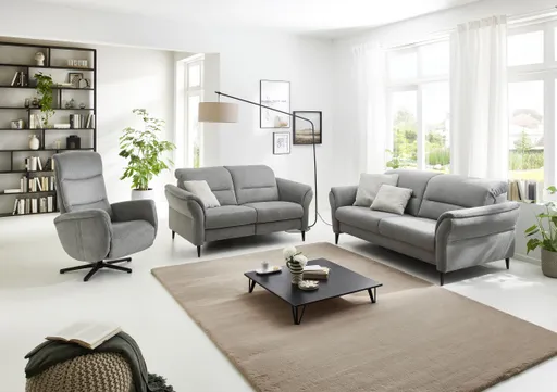 Sofa - 2-Sitzer, Kopfteil verstellbar, Stoff, Grau