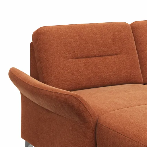 Wohnlandschaft Almyra - Longchair links, 2,5-Sitzer, Ottomane rechts, Stoff, Kupfer