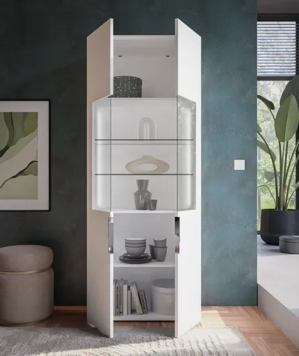 Vitrine- inkl. LED-Beleuchtung, Weiß