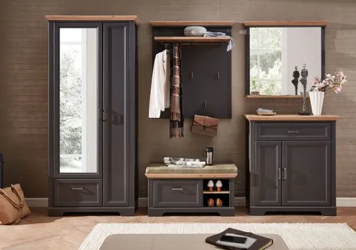 Garderobenschrank - B ca. 93 cm, Graphit, Artisan Eiche Nachbildung