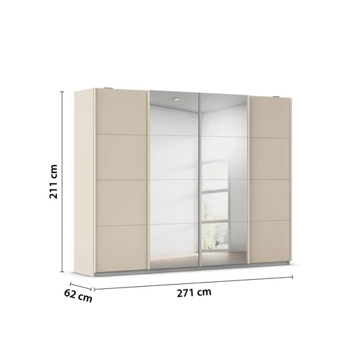 Schwebetürenschrank RIKK- B ca. 271 cm, Champagner, Spiegel