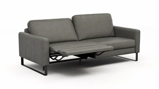 Sofa Enna - 3,5-Sitzer inklusive Relaxfunktion (motorisch) links, Leder, Grau