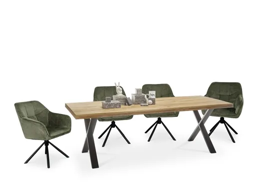 Armlehnstuhl MARLE - drehbar, Stoff, Grün