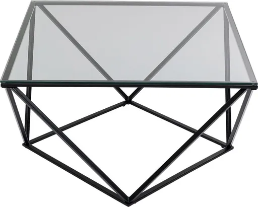 Couchtisch - BHT ca. 80x45x80 cm, Stahl, Schwarz, Glas, Klar