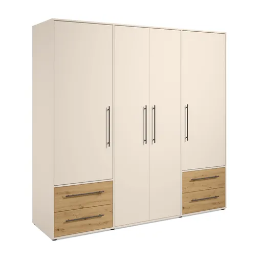  Drehtürenschrank FATHIE- B ca. 206 cm, Sand, Eiche Dekor