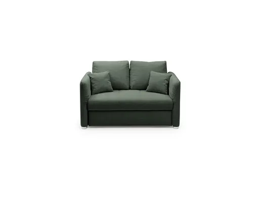 Sofa JORDEN - 1,5-Sitzer inkl. Schlaffunktion mit Bettkasten, verstellbare Armlehnen, Stoff, Dunkelgrün