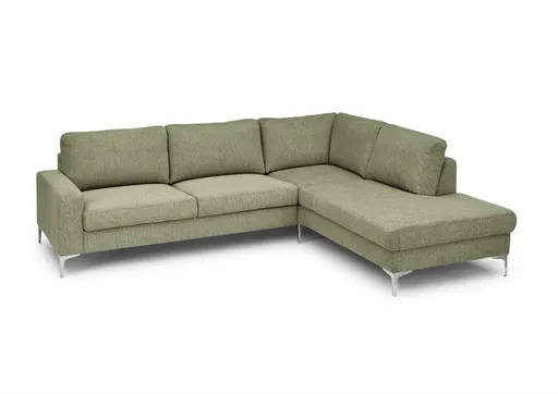 Ecksofa CALM 2.0 - 2,5-Sitzer mit Ecke rechts, Schlaffunktion mit Bettkasten, Stoff, Dunkelgrün