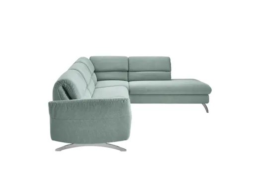 Ecksofa - 3-Sitzer mit Ecke rechts, Rückenlehne verstellbar, Stoff, Salbei