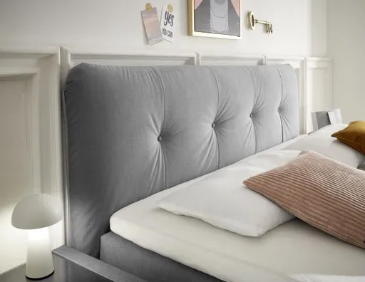 Boxspringbett HOLLIE- Liegefläche ca. 180x200 cm, Stoff, Grau, TFK H3/TFK H3