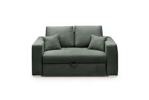 Sofa JORDEN 2 - 2-Sitzer inkl. Schlaffunktion mit Bettkasten, Cord, Grün