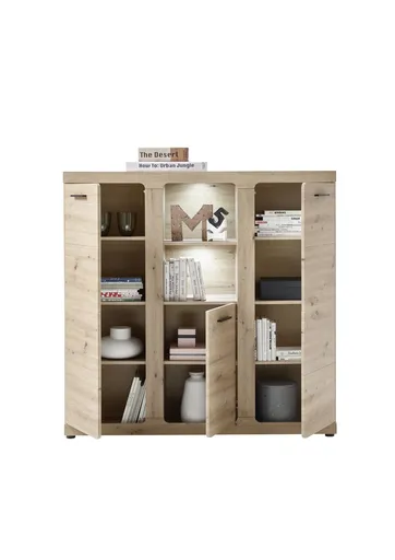 Highboard - mit Beleuchtung, Eiche Dekor