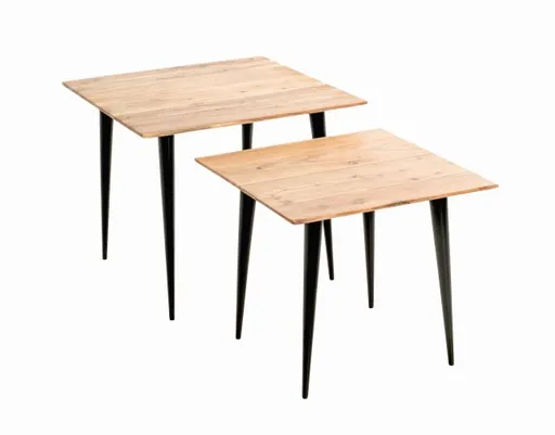 Beistelltisch - B/H/T ca. 46x41x46 cm, Akazie natur, Schwarz