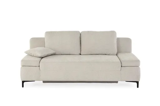 Sofa JEREMO - 2-Sitzer inkl. Schlaffunktion und Armlehnen verstellbar, Stoff, Beige