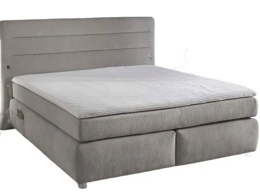 Boxspringbett- Liegefläche ca. 180x200 cm, Stoff, Hellgrau