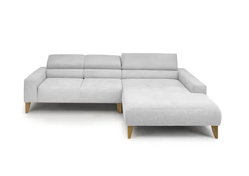 Ecksofa CHENOA - 2-Sitzer mit Longchair rechts, Sitzvorzug motorisch, Stoff, Silbergrau
