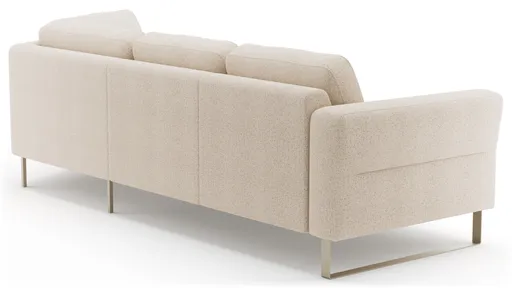 Ecksofa Leona - 2,5-Sitzer mit Ecke rechts, Stoff, Creme