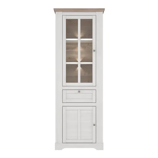 Vitrine FALLA - mit Beleuchtung, Weiß, Eiche Dekor