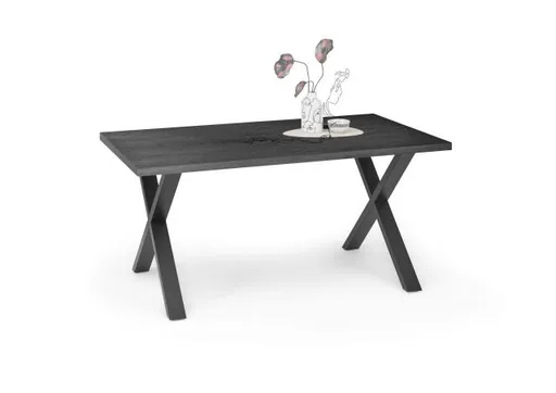 Esstisch - LB ca. 160x90 cm, Schwarzstahl, Schwarz