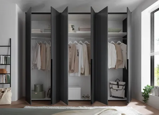 Drehtürenschrank- B ca. 270 cm, Graphit