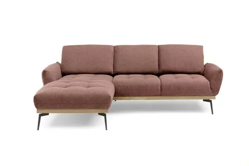 Ecksofa EDDIE - Ecke links, 2-Sitzer inkl. Rückenverstellungen, Stoff, Koralle