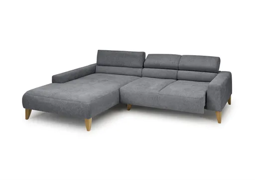 Ecksofa CHENOA - Longchair links und 2-Sitzer, Sitzvorzug motorisch, Stoff, Anthrazit