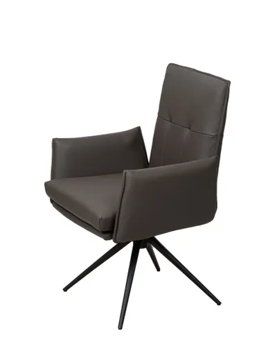 Armlehnstuhl MARCELLA - drehbar, Leder, Dunkelbraun