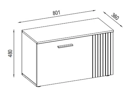 Sitzbank - B ca. 80 cm, Anthrazit, Eiche Coast Evoke Nachbildung