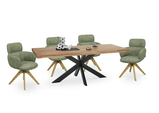 Armlehnstuhl MANJA - drehbar, Stoff, Grün