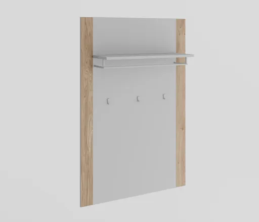 Garderobenpaneel - B ca. 82 cm, Kreidefarben, Eiche bianco massiv geölt