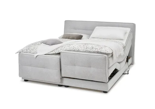 Boxspringbett- Liegefläche ca. 180x200 cm, Stoff, Hellgrau