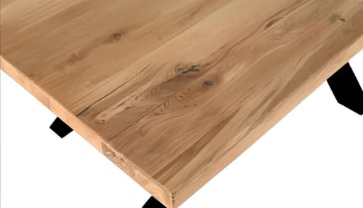 Esstisch - LB ca. 220x100 cm, Wildeiche massiv geölt, Schwarz