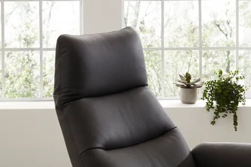 Relaxsessel Trona - Größe L, inkl. Relaxfunktion/ Kopfteil verstellbar (motorisch), Leder, Anthrazit