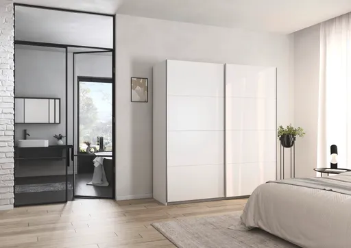 Schwebetürenschrank RUBITO- B ca. 181 cm, Weiß