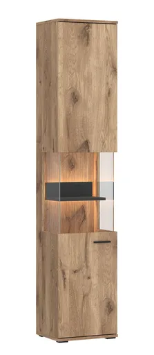 Vitrine - mit Beleuchtung, Viking Eiche Nachbildung, Anthrazit