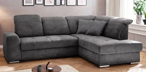 Schlafsofa - 2-Sitzer, Ecke rechts inkl. Schlaffunktion und Bettkasten, Stoff anthrazit