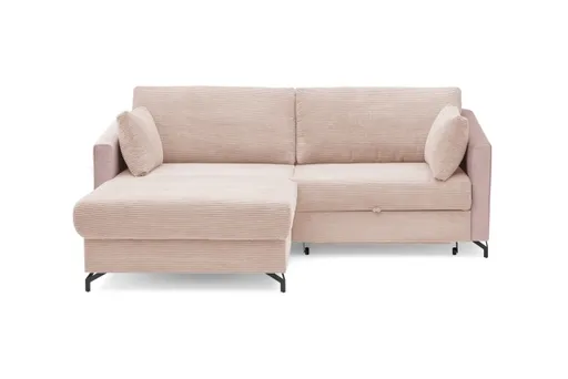 Ecksofa - 1,5-Sitzer, Ecke rechts inkl. Schlaffunktion und Bettkasten, Stoff, Altrosa