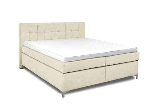 Boxspringbett HINDA- Liegefläche ca. 180x200 cm, Stoff, Creme, TFK H3/TFK H3
