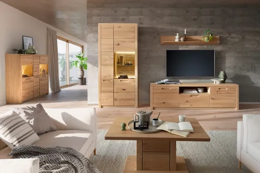 Couchtisch - LB ca. 95x55 cm, Eiche Nachbildung, Eiche massiv geölt