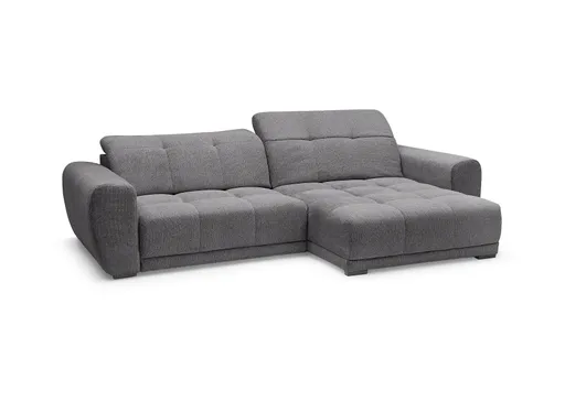 Ecksofa -2-Sitzer mit Longchair rechts, Kopfteil verstellbar, Sitztiefe verstellbar motorisch, Stoff, Anthrazit