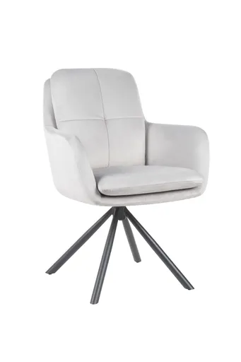 Armlehnstuhl - drehbar, Samtvelour, Hellgrau