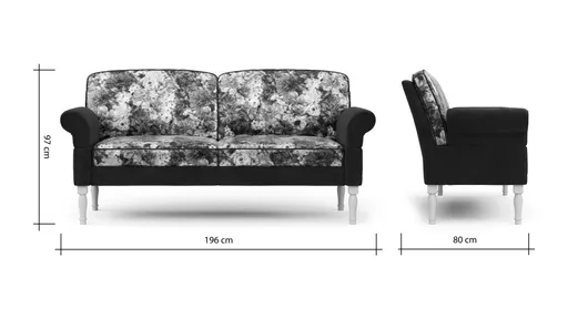 Sofa Washington - 3-Sitzer inkl. Armlehne verstellbar, Rücken geschwungen, Stoff, Mehrfarbig