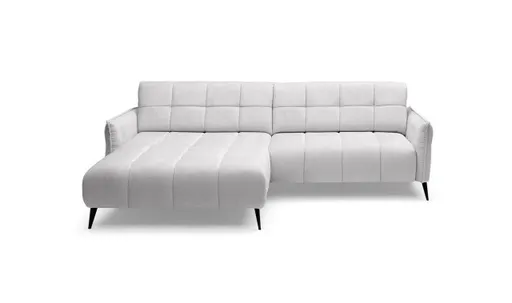 Ecksofa - Ecke links 2-Sitzer inkl. Relaxfunktion, Stoff, Hellgrau