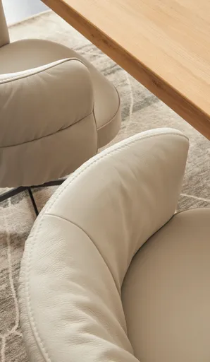 Armlehnstuhl Milana - drehbar, Leder, Offwhite