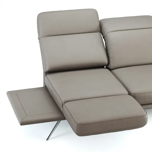 Sofa Sophie - 2,5-Sitzer inkl. Kopfstütze/Armlehne verstellbar, Leder, Lava
