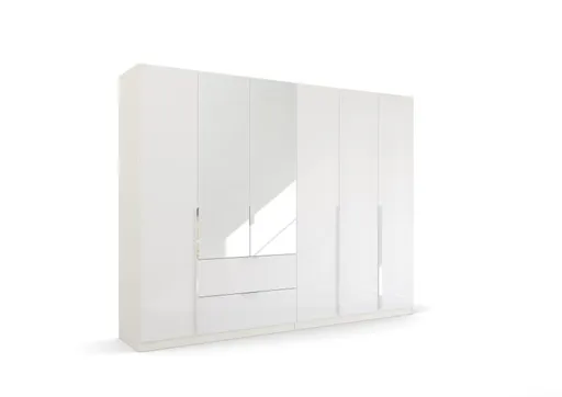Drehtürenschrank RAGONA SPIN- B ca. 271 cm, Weiß, Weiß Hochglanz, Spiegel