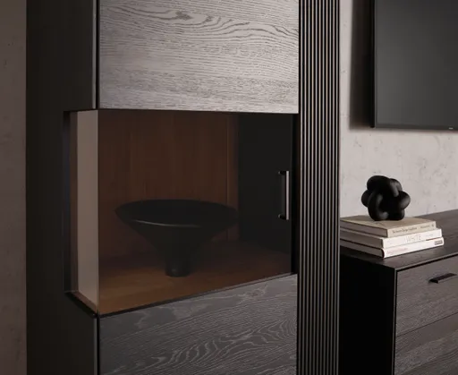 Vitrine Estana - Eiche massiv, Anthrazit