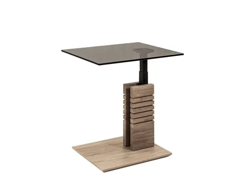 Couchtisch - höhenverstellbar, LBH. ca. 55x47x47-65 cm, Glas, Grau