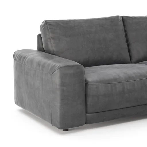 Ecksofa Balok - 2,5-Sitzer mit Longchair groß rechts, Stoff, Anthrazit