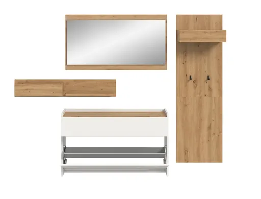 Garderobe - Weiß, Artisan Eiche Nachbildung