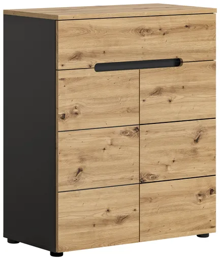 Schuhschrank - B ca. 80 cm, Basalt grau, Artisan Eiche Nachbildung